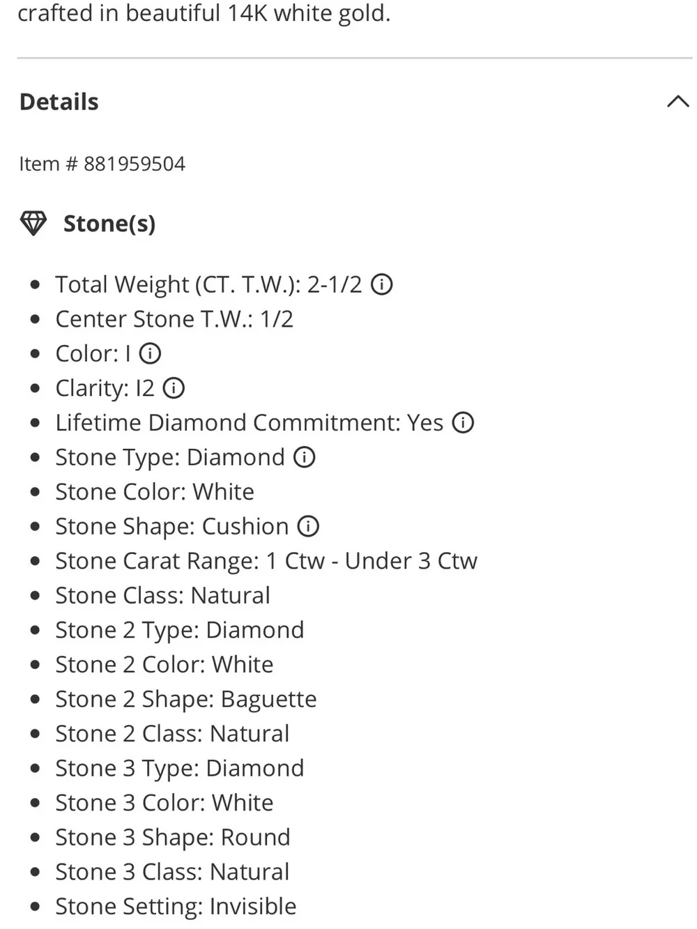 Diamond Ring 2-1/2 Carats tw 14K White Gold